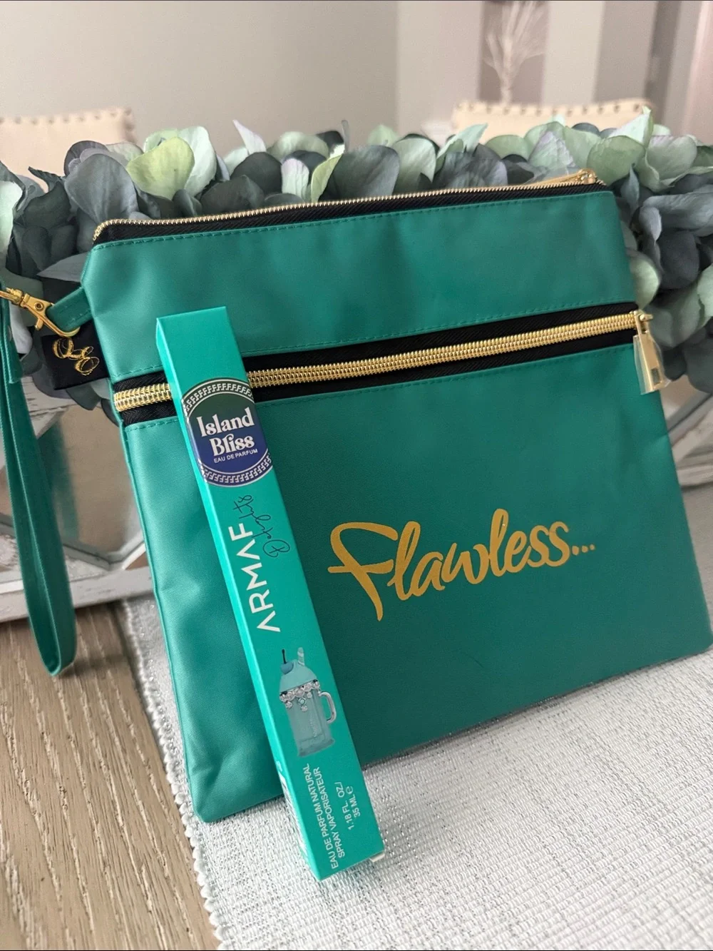 ARMAF Island Bliss + Cosmetic Bag with Gold Accents NIB